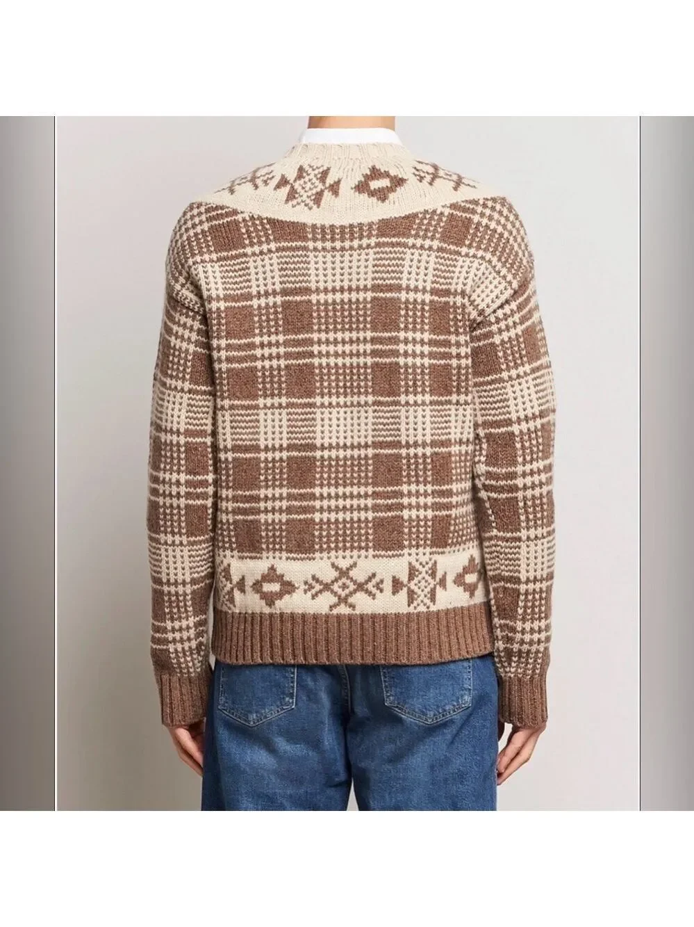 Polo Ralph Lauren Vestiaire Collective Nordic-Style Wool Linen Plaid Sweater S